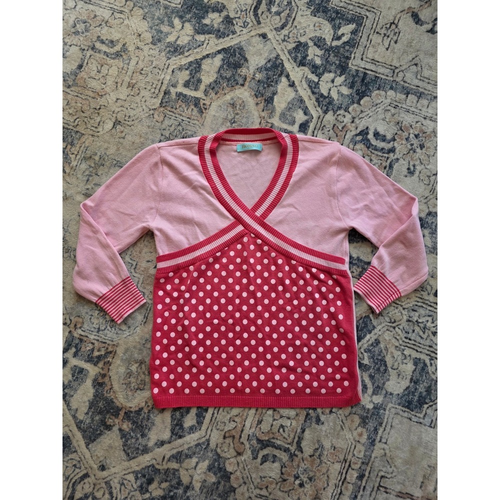 Fiorucci Italy‎ Women's Knit Polka Dot Criss Cross Sweater